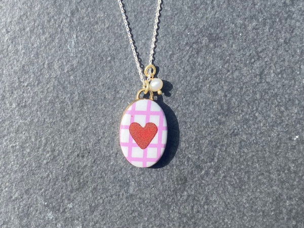 Kette mit Tulpen-Medaillon, Suesswasserperle & Sterlingsilber Ankerkette | LIEBlingsSTÜKKE