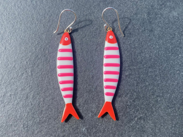 Emaille-Ohrringe Fisch 60mm | Handarbeit Silber | LIEBlingsSTÜKKE